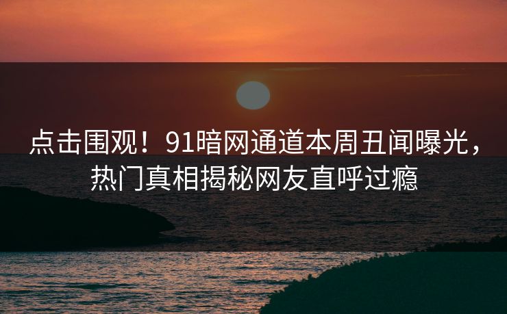 点击围观！91暗网通道本周丑闻曝光，热门真相揭秘网友直呼过瘾