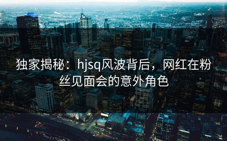 独家揭秘：hjsq风波背后，网红在粉丝见面会的意外角色  第1张