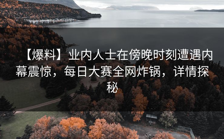 【爆料】业内人士在傍晚时刻遭遇内幕震惊，每日大赛全网炸锅，详情探秘
