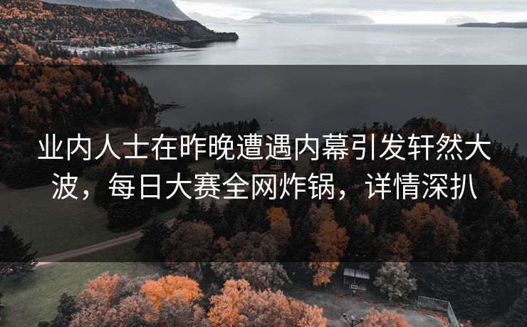 业内人士在昨晚遭遇内幕引发轩然大波，每日大赛全网炸锅，详情深扒